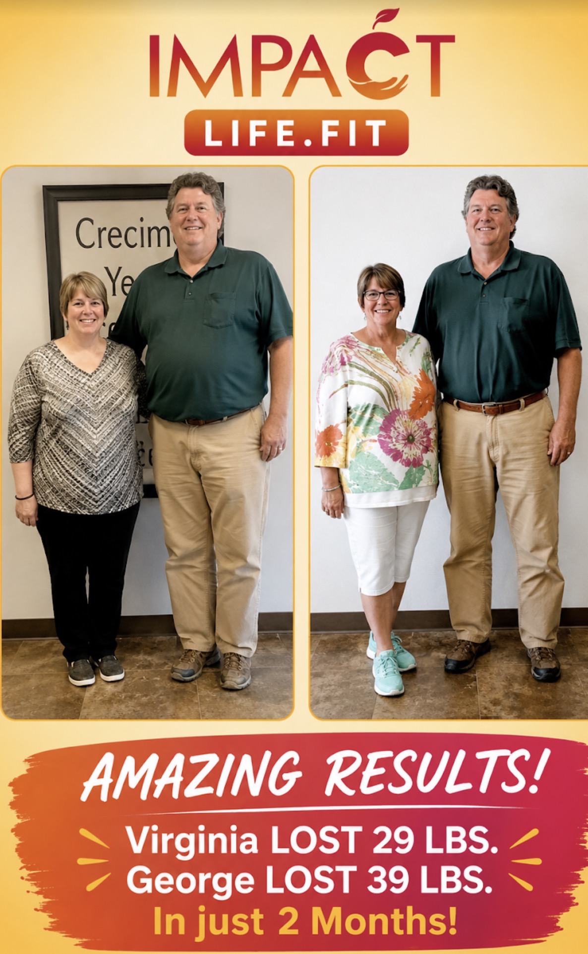 Virginia lost 29 lbs and George lost 39 lbs in just 2 months